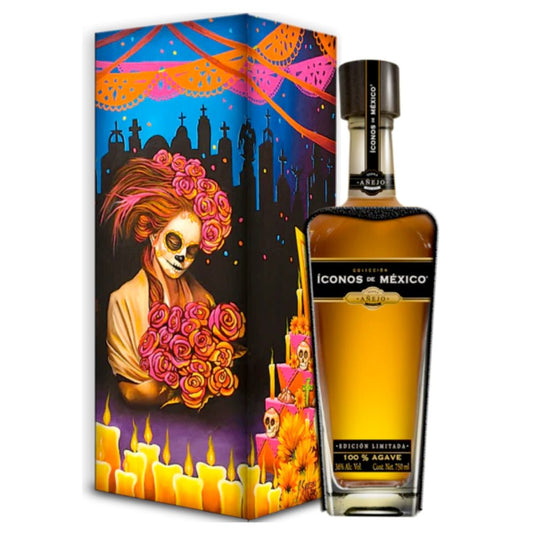 Iconos de Mexico Day of the Dead Wooden Box Añejo - Main Street Liquor